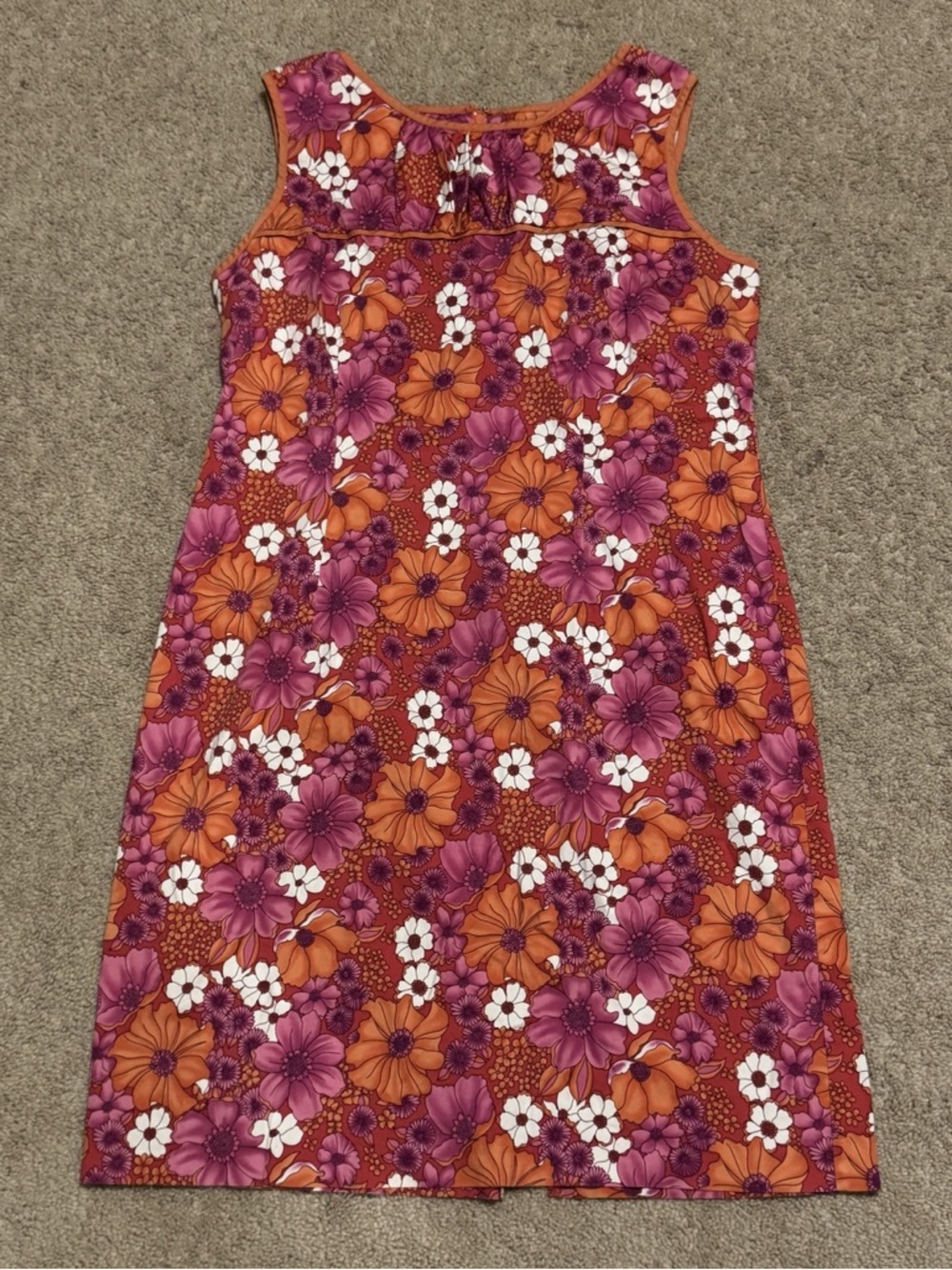 1960’s style Floral A Line Cotton Dress Lined Size 16 Sag Harbor